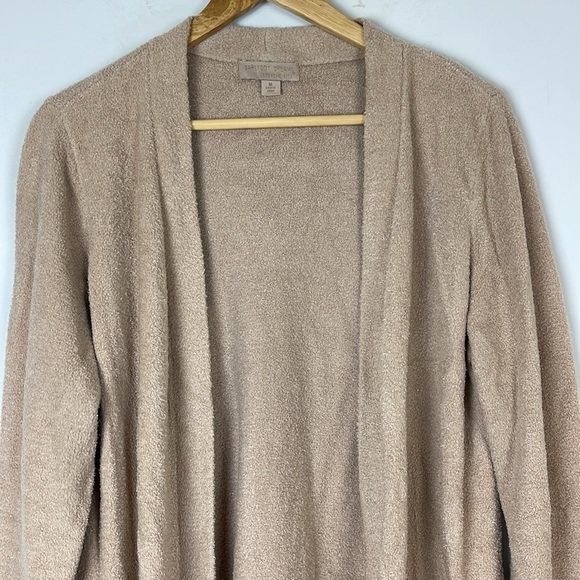 Barefoot Dreams CozyChic Lite OPEN FRONT CARDIGAN Sweater in Beige Size Medium - Picture 3 of 9